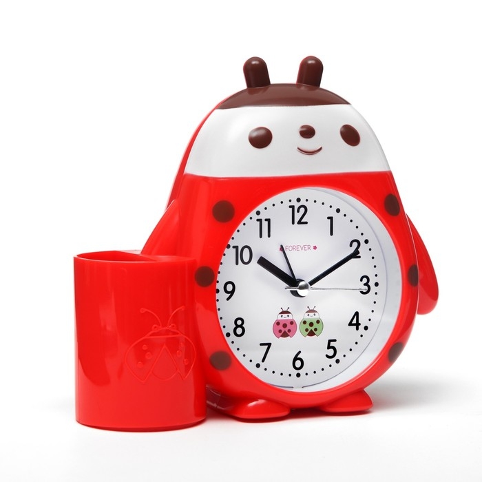 Часы - органайзер с будильником Часы - органайзер с будильником "Божья коровка", дискретный ход, d-8 см, 15 х 13.4 см, АА