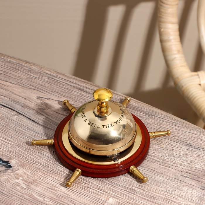 Настольный звонок  Настольный звонок "Штурвал" латунь 15 см