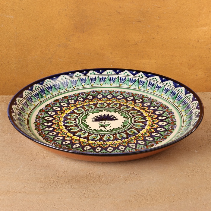 Ляган Риштанская Керамика "Узоры", 36 см, синий