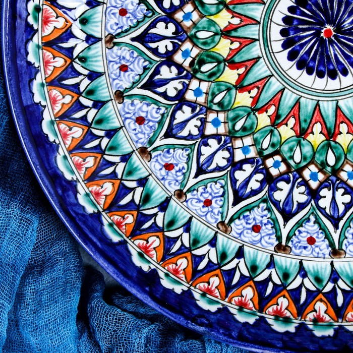 Ляган Риштанская Керамика  Ляган Риштанская Керамика "Узоры", 28 см, синий