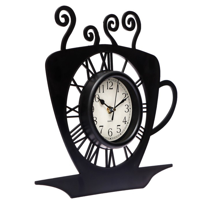 Часы настенные интерьерные, для кухни,  Часы настенные интерьерные, для кухни, "Кофейная чашка", 31 х 33 см, черные