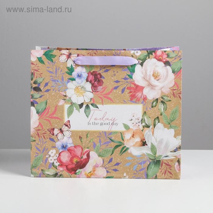 Пакет подарочный крафтовый горизонтальный, упаковка, «Today», ML 27 х 23 х 11.5 см Пакет подарочный крафтовый горизонтальный, упаковка, «Today», ML 27 х 23 х 11.5 см