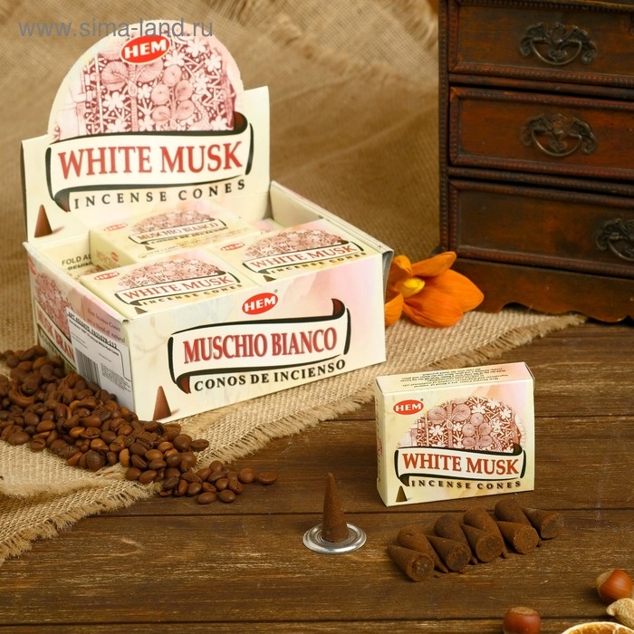 Благовония Благовония "HEM" 10 конусов White Musk Cones
