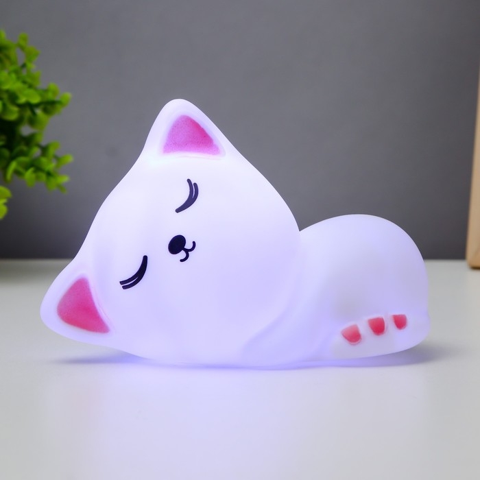 Ночник Ночник "Мурзик" LED от батареек 3xLR44 белый 7х15х10см RISALUX