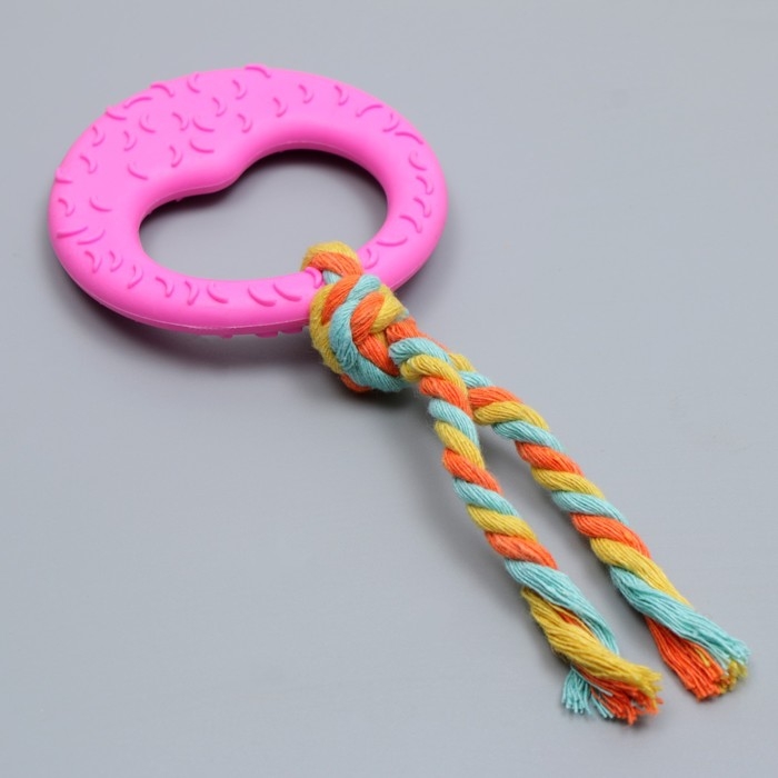 Игрушка жевательная с канатом Игрушка жевательная с канатом "Гиря", розовая