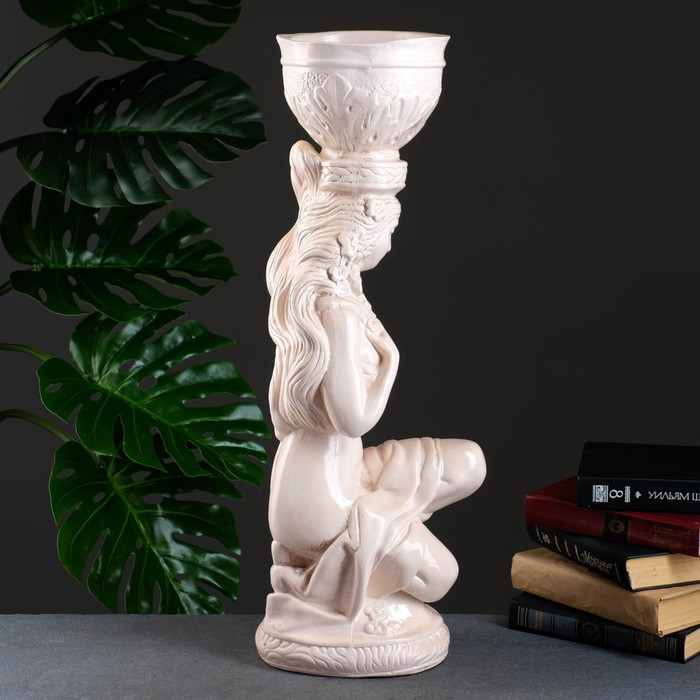 Фигура Фигура "Девушка сидя кашпо на голове" состаренный 0,8 л / 24х64х20см