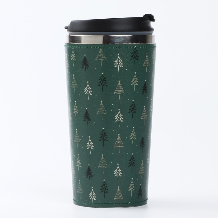 Термостакан в кожзаме  Термостакан в кожзаме "Елочки", 450 мл