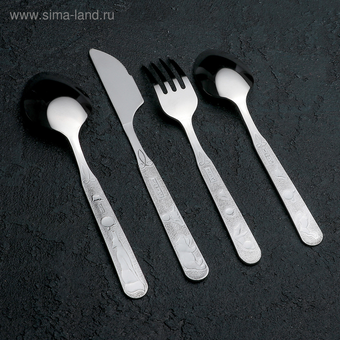 Набор столовых приборов «Топтыжка», 4 предмета, толщина 1,5 мм Набор столовых приборов «Топтыжка», 4 предмета, толщина 1,5 мм