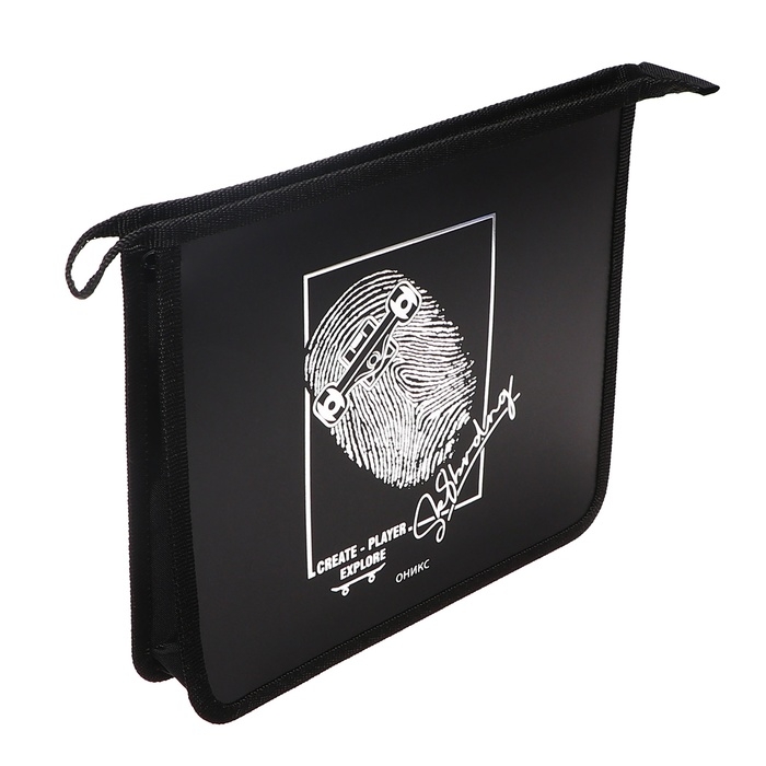 Папка для тетрадей А5, 240 х 205 х 40 мм, молния сверху, пластиковая, ПТ 7-12, Папка для тетрадей А5, 240 х 205 х 40 мм, молния сверху, пластиковая, ПТ 7-12, "Скейт арт" (рисунок с эффектом металлика золото)