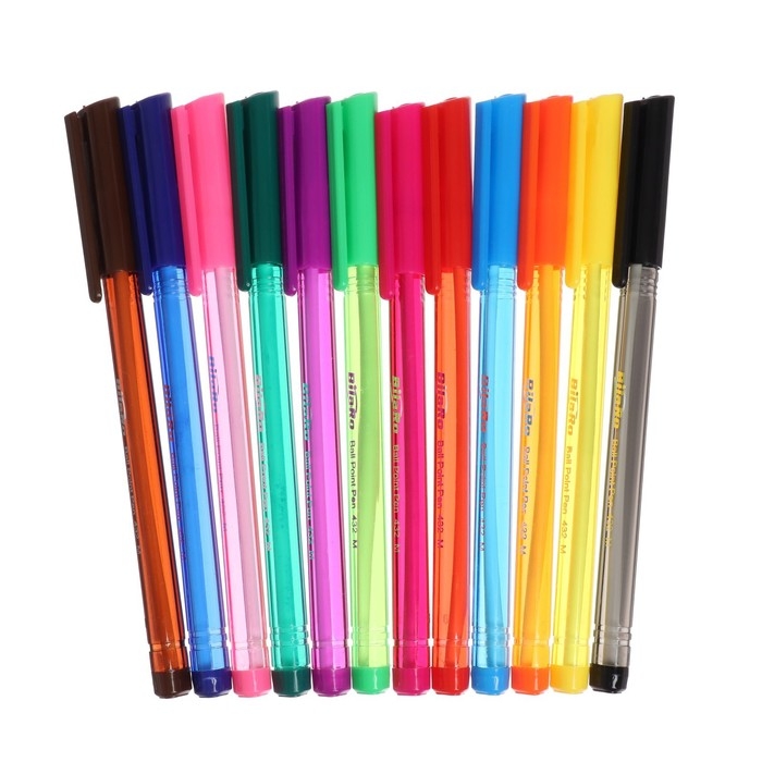 Набор ручек шариковых, 12 цветов, треугольный, тонированный корпус, в блистере на кнопке Набор ручек шариковых, 12 цветов, треугольный, тонированный корпус, в блистере на кнопке