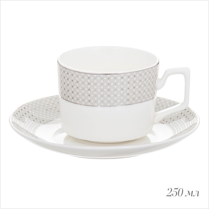 Чайный сервиз WY Eternal, 12 предметов, кружка 250 мл 6 шт, блюдце 6 шт, фарфор