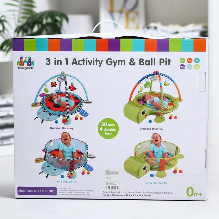 Развивающий коврик 3 в 1 «Черепаха», 30 цветных шариков, 4 игрушки Развивающий коврик 3 в 1 «Черепаха», 30 цветных шариков, 4 игрушки