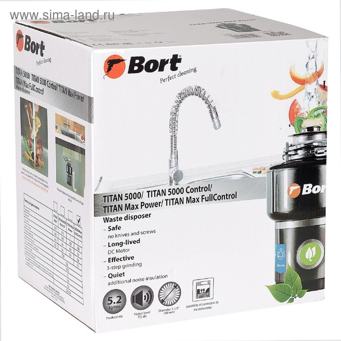 Измельчитель пищевых отходов Bort TITAN MAX Power FullControl, 780 Вт, 3 ступени, чёрный