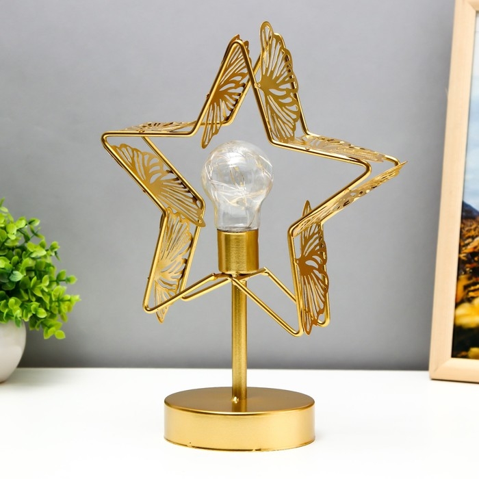 Ночник  Ночник "Звезда" LED от батареек 3хАА золото 22х11х28 см RISALUX