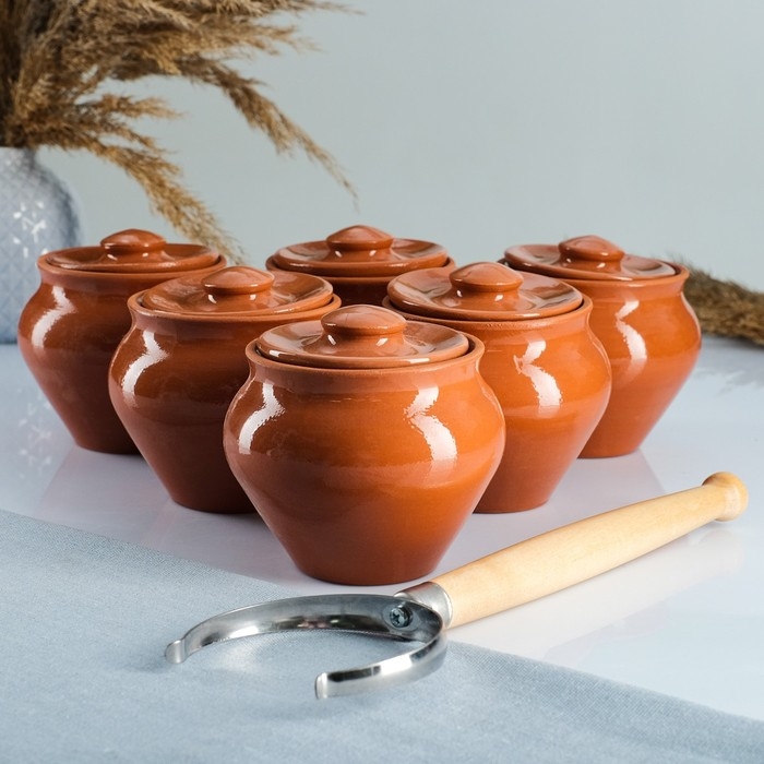 Набор  Набор "Вятская керамика №6" 0,5х6 + ухват, терракота