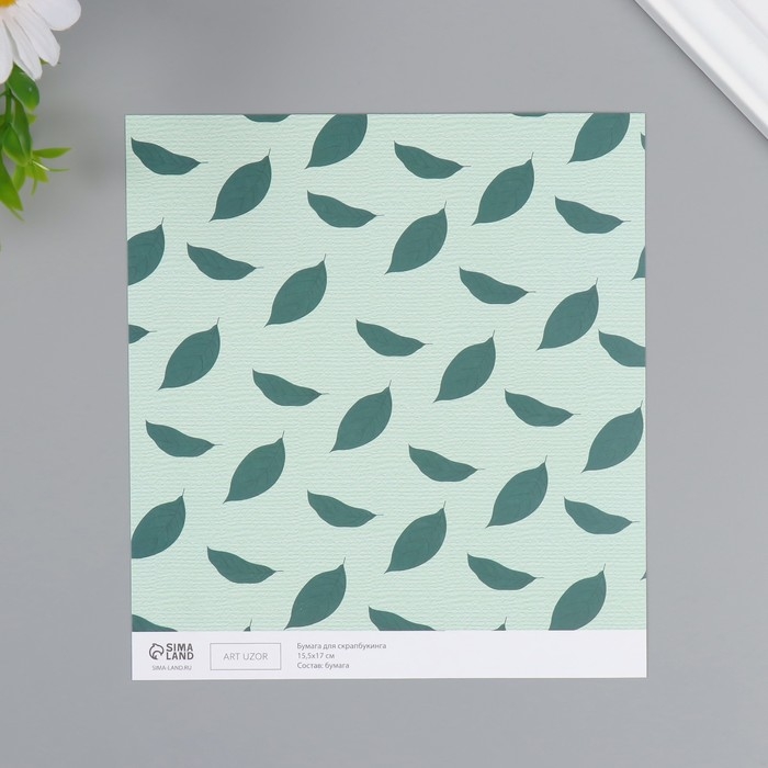 Бумага для скрапбукинга Бумага для скрапбукинга "Листья авокадо" плотность 180 гр набор 10 шт 15,5х17 см