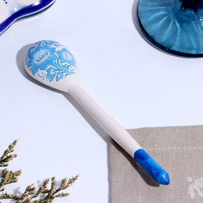 Ложка чайная с росписью «Гжель», 14,7×3,5 см, микс Ложка чайная с росписью «Гжель», 14,7×3,5 см, микс