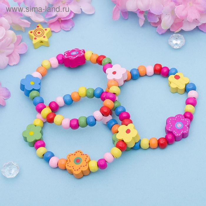 Браслет детский «Выбражулька» цветы радужные, цвет МИКС