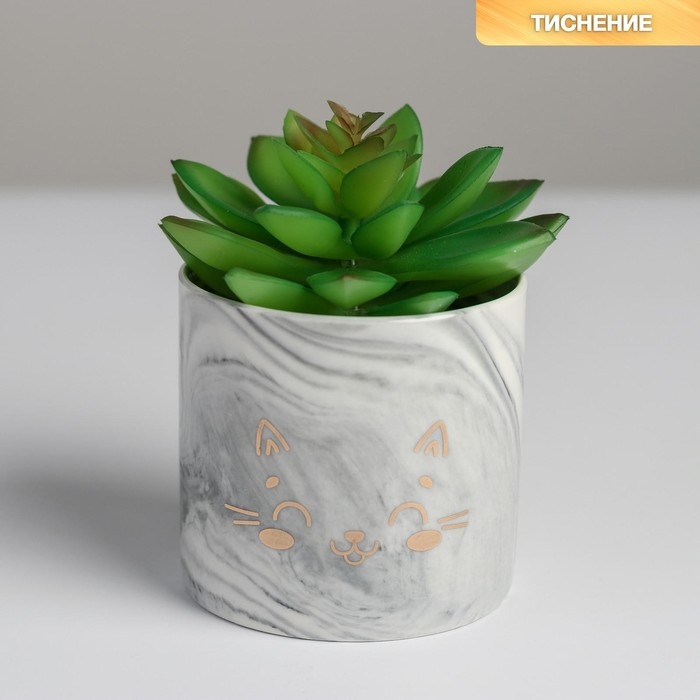 Горшок для цветов керамический с тиснением, кашпо «Котик», 8 х 7,5 см Горшок для цветов керамический с тиснением, кашпо «Котик», 8 х 7,5 см