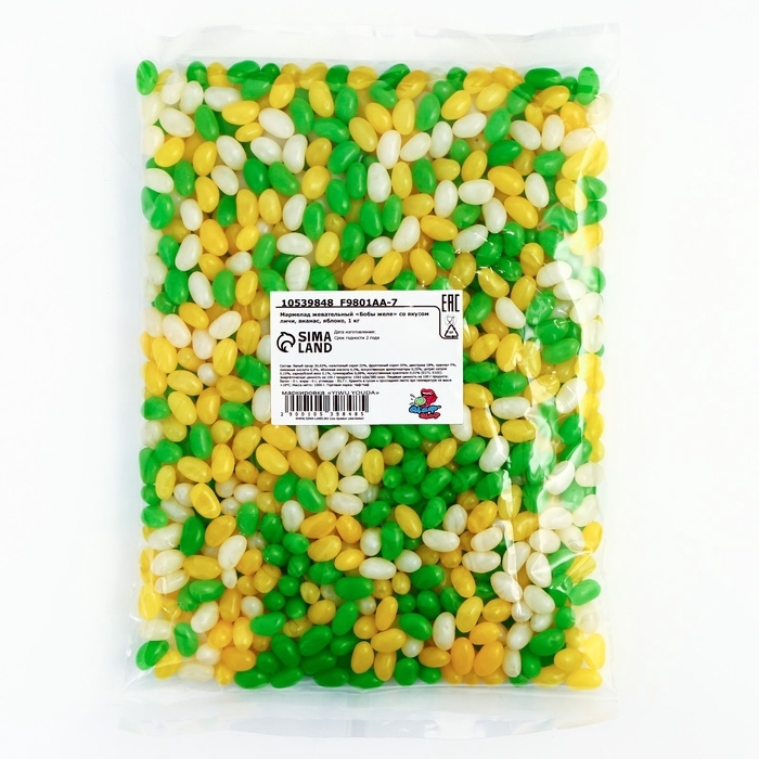 Мармелад жевательный Мармелад жевательный "Бобы желе" со вкусом личи, ананас, яблоко, 1 кг