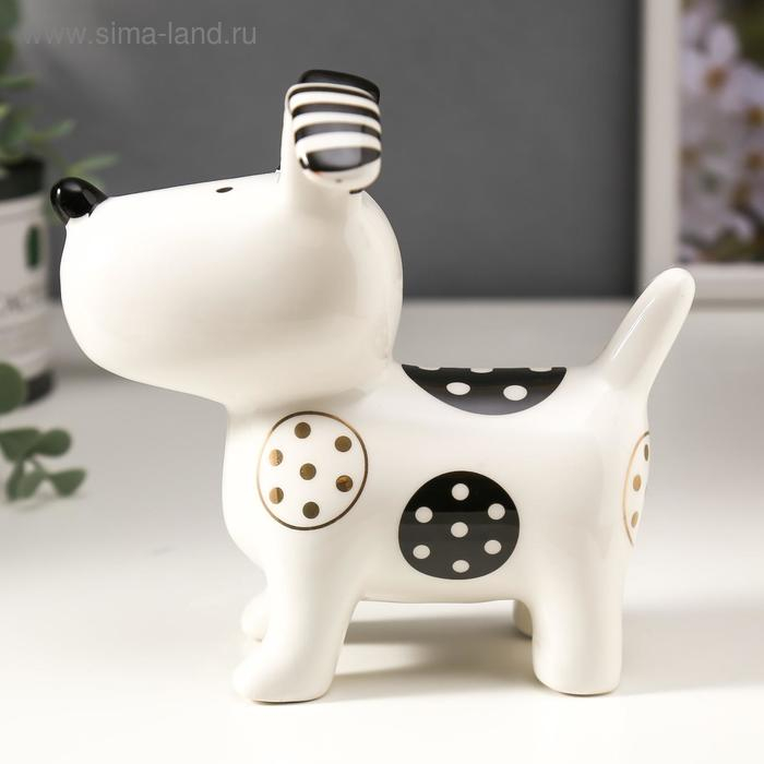 Сувенир керамика Сувенир керамика "Щенок в заплатках" бело-чёрный с золотом 12,8х8,5х13,5 см