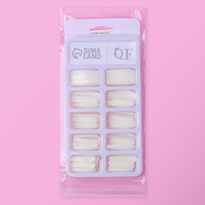 Накладные ногти, 100 шт, форма балерина, в контейнере, цвет молочный Накладные ногти, 100 шт, форма балерина, в контейнере, цвет молочный