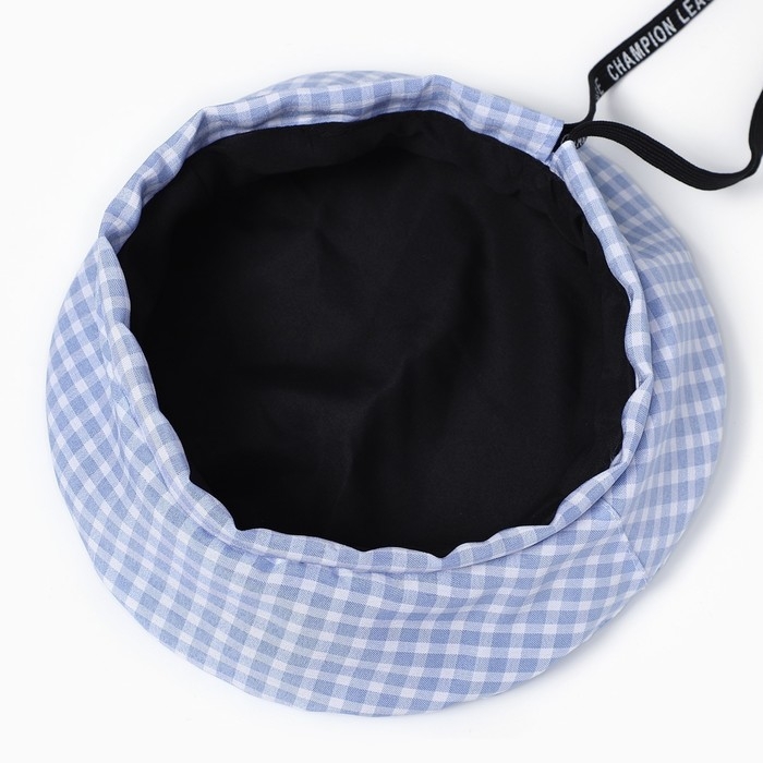 Берет в клетку, цвет голубой, р-р 56см