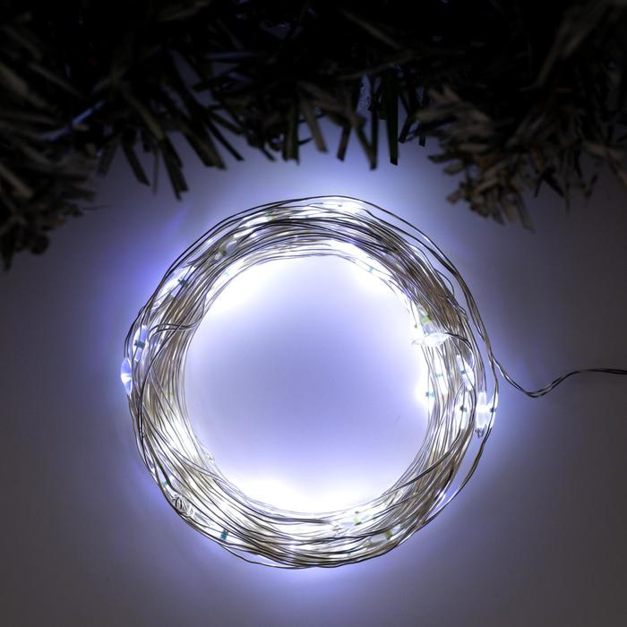 Гирлянда «Нить» 10 м роса, IP20, серебристая нить, 100 LED, свечение белое, мерцание белым, 12 В Гирлянда «Нить» 10 м роса, IP20, серебристая нить, 100 LED, свечение белое, мерцание белым, 12 В