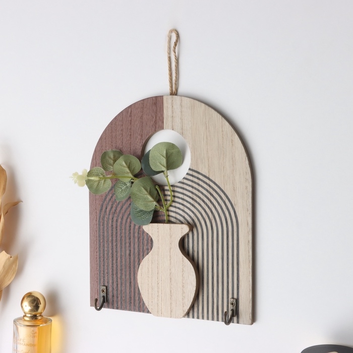 Крючки декоративные дерево Крючки декоративные дерево "Абстракция. Радуга. Цветок" 1,5х19,5х23,5 см