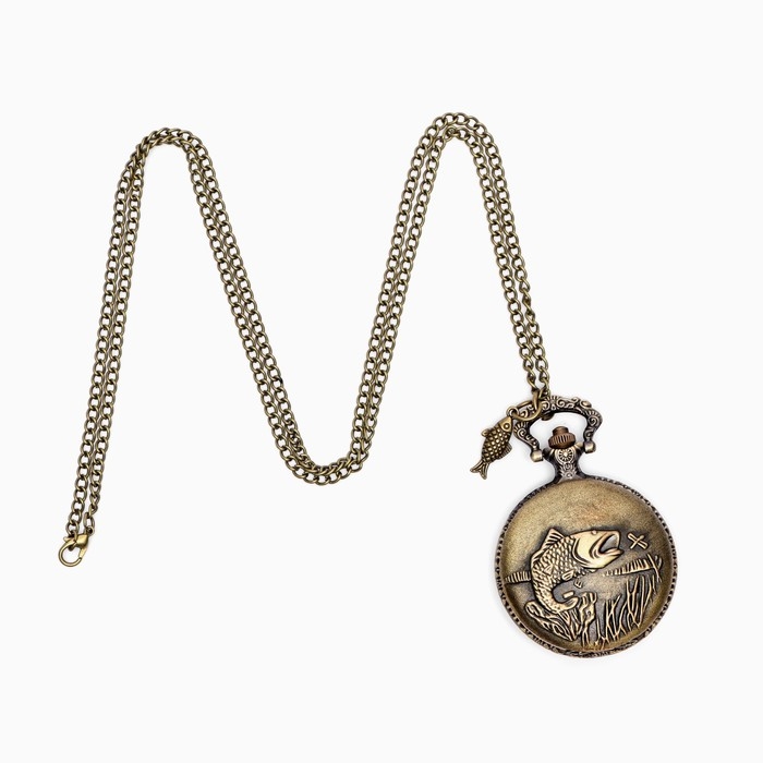 Часы карманные Часы карманные "Рыбаку", кварцевые, d-4.5 см