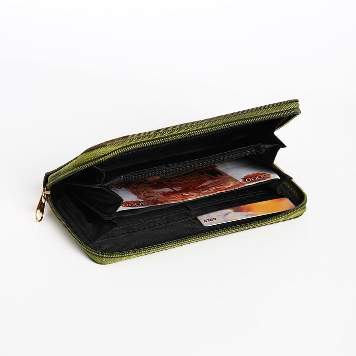 Кошелёк женский на молнии, цвет хаки Кошелёк женский на молнии, цвет хаки