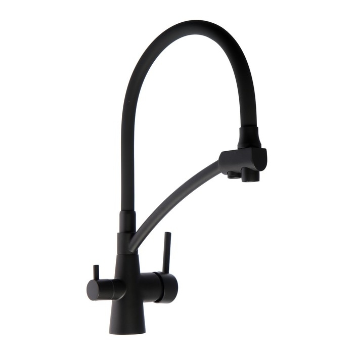 Смеситель для кухни Accoona A5179TT-13, однорычажный, гибкий излив, выход на питьевую, серый Смеситель для кухни Accoona A5179TT-13, однорычажный, гибкий излив, выход на питьевую, серый