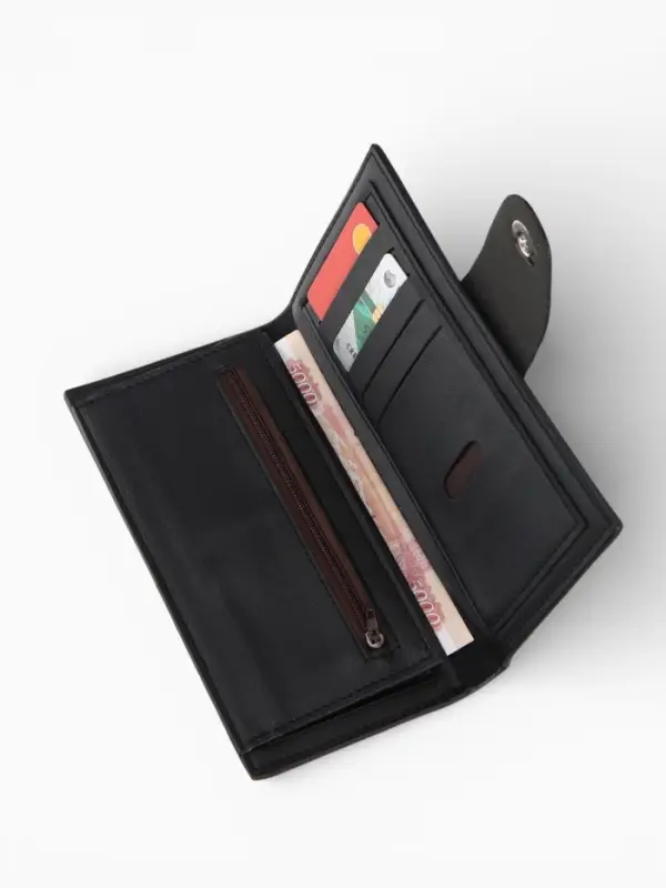 Портмоне мужское &laquo;Кайс&raquo;, на магните, отдел для карт, монет, чёрное