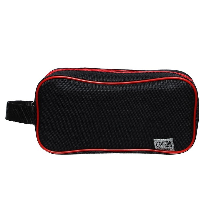 Пенал мягкий 2 отделения, 100 х 220 х 70 мм, объёмный, с ручкой,Calligrata Black, Пенал мягкий 2 отделения, 100 х 220 х 70 мм, объёмный, с ручкой,Calligrata Black, "Черно-красный"