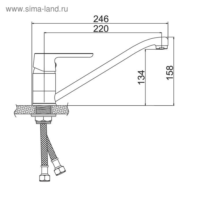 Смеситель для кухни Accoona A4166K, однорычажный, с гайкой, зеленый Смеситель для кухни Accoona A4166K, однорычажный, с гайкой, зеленый