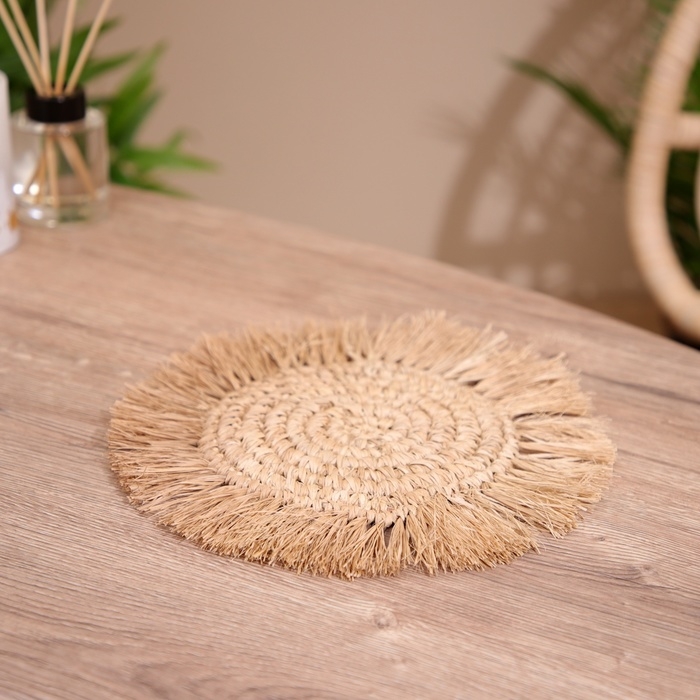 Коврик плетёный круглый 25х25 см, сизаль
