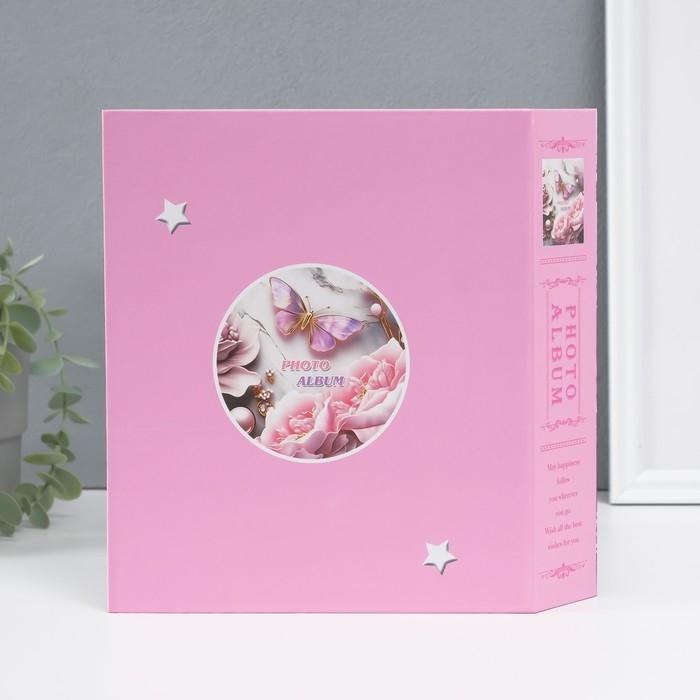 Фотоальбом на 80 фото 10х15 см Фотоальбом на 80 фото 10х15 см "Бабочка в цветах 3D" в коробке МИКС 5,3х19х23 см