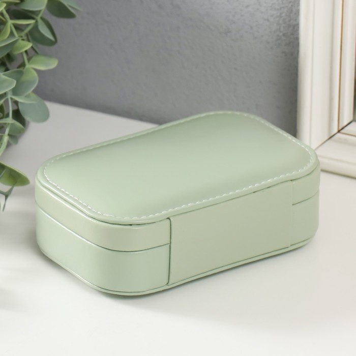 Шкатулка кожзам для украшений  Шкатулка кожзам для украшений "Эмори" зелёная 15х10х4,5 см