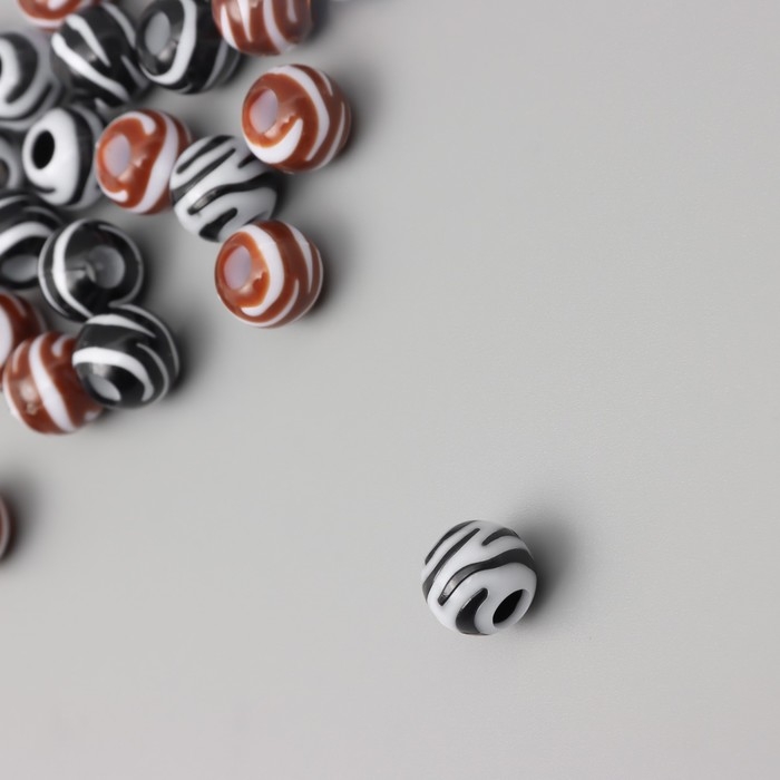 Бусины для творчества пластик Бусины для творчества пластик "Шар зебра" набор 20 гр1,2х1,2х1,2 см