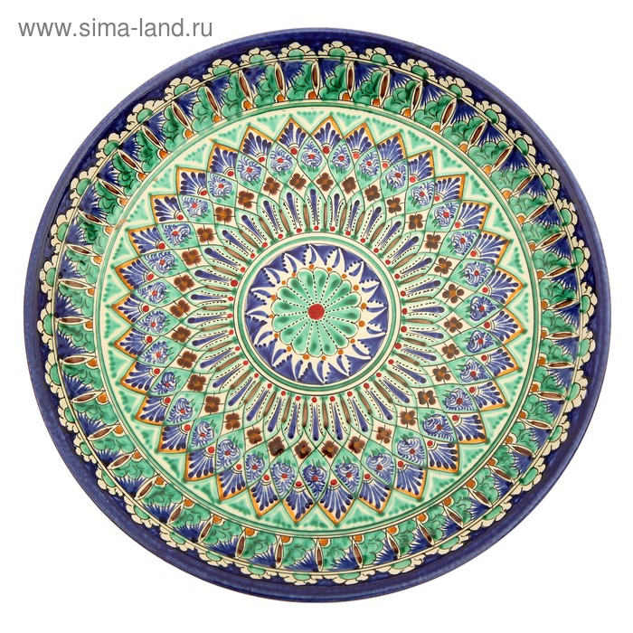 Ляган Риштанская Керамика  Ляган Риштанская Керамика "Узоры", 36 см, синий