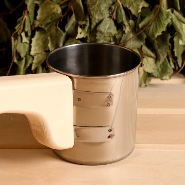 Ковш для бани из нержавеющей стали, 0.5л, 42 см, с ручкой, Ковш для бани из нержавеющей стали, 0.5л, 42 см, с ручкой, "Добропаровъ"