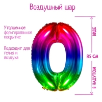 Шар фольгированный 40" «Цифра 0», мармеладный градиент