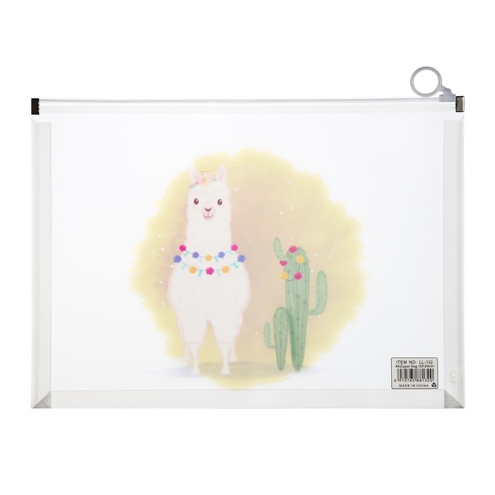 Папка-конверт на молнии формат А4, 180мкр, прозрачная с рисунком Папка-конверт на молнии формат А4, 180мкр, прозрачная с рисунком "Зверушки", МИКС