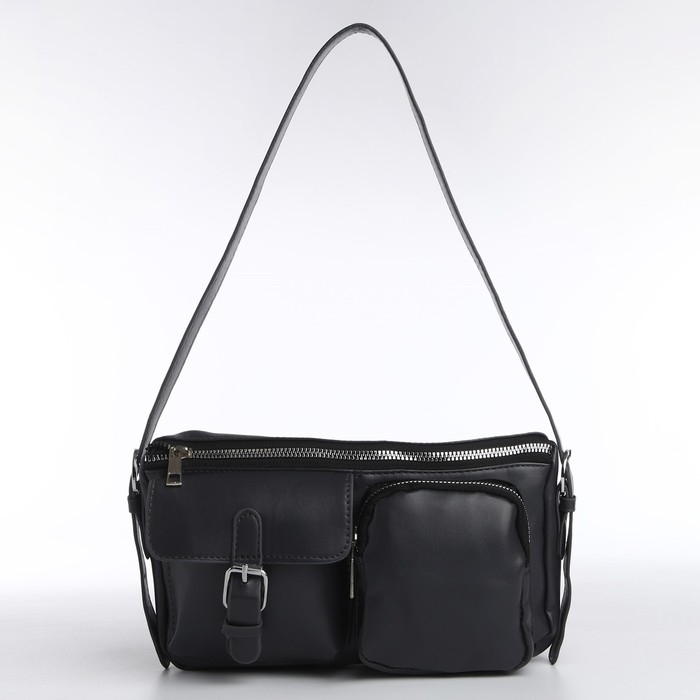 Сумка женская с карманами кожзам, графитный цвет Сумка женская с карманами кожзам, графитный цвет