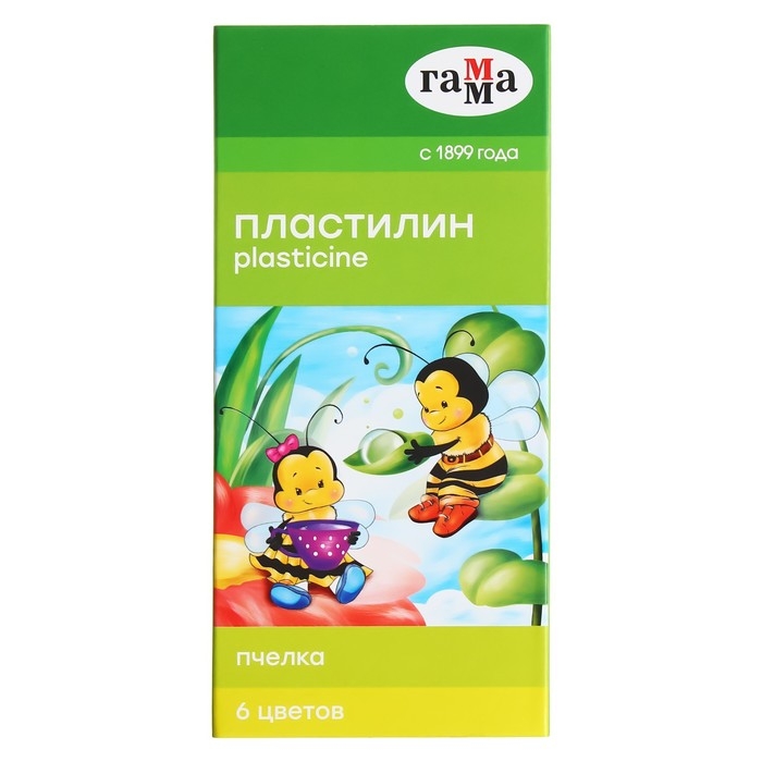 Пластилин мягкий (восковой) 6 цветов 90 г Гамма  Пластилин мягкий (восковой) 6 цветов 90 г Гамма "Пчелка", со стеком, картонная упаковка 280029Н