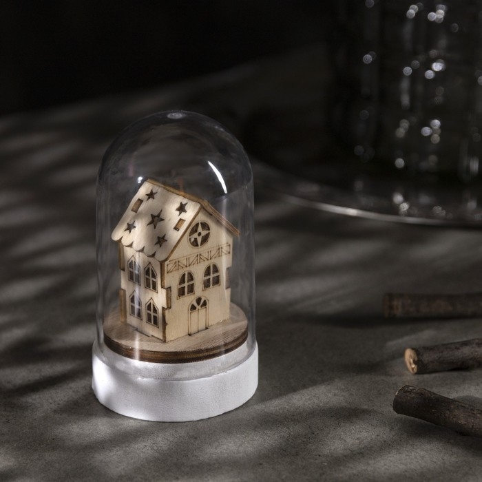 Светодиодная фигура под куполом «Домик» 6× 9.5 × 6 см, дерево, батарейки LR1130х3 (в комплекте), свечение тёплое белое Светодиодная фигура под куполом «Домик» 6× 9.5 × 6 см, дерево, батарейки LR1130х3 (в комплекте), свечение тёплое белое