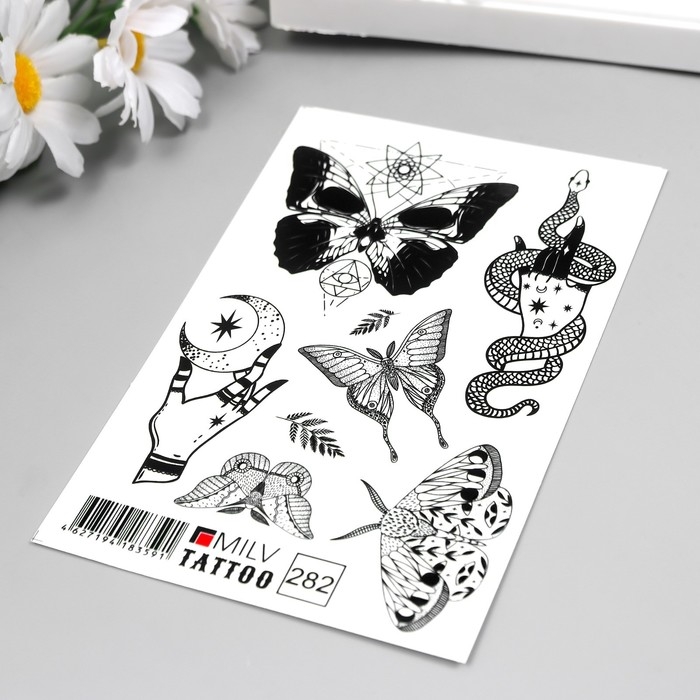 Татуировка на тело Татуировка на тело "Бабочки ч/б" 10х15 см