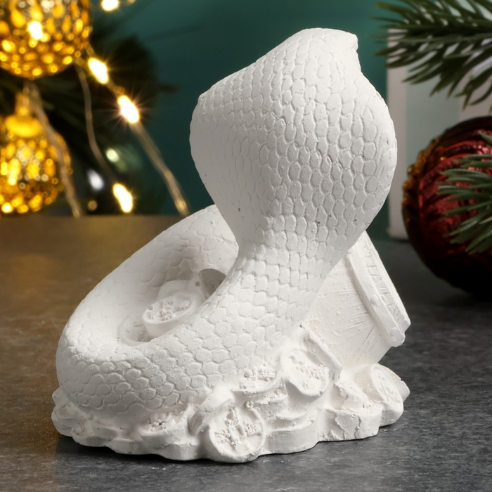 Новый год. Символ 2025. Фигура для раскраски  Новый год. Символ 2025. Фигура для раскраски "Змея на деньгах с бочкой", 6х6х5см