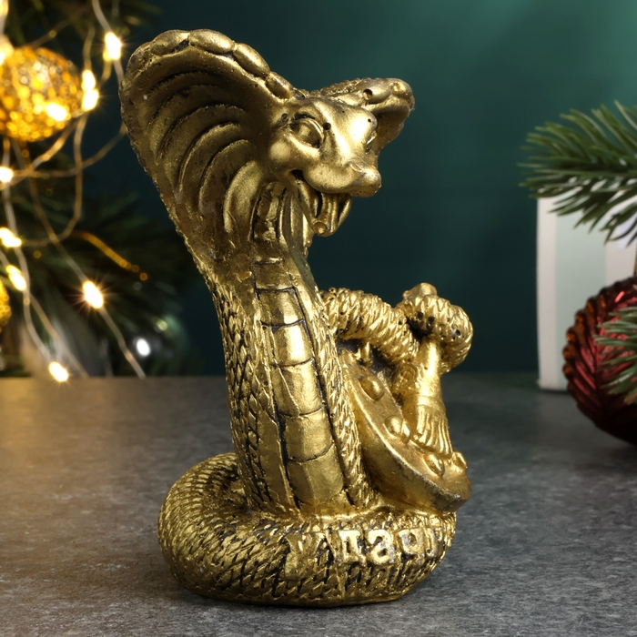 Новый год. Символ 2025. Фигура Новый год. Символ 2025. Фигура "Змея с красками" старое золото, 8см