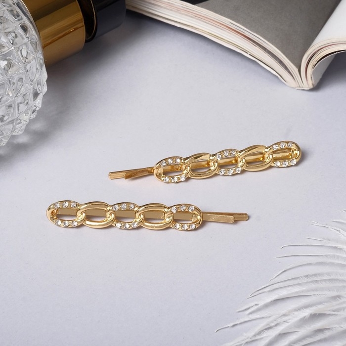 Невидимка для волос  Невидимка для волос "Либерти" (набор 2 шт) сияние петельки, 4,5 см, золото